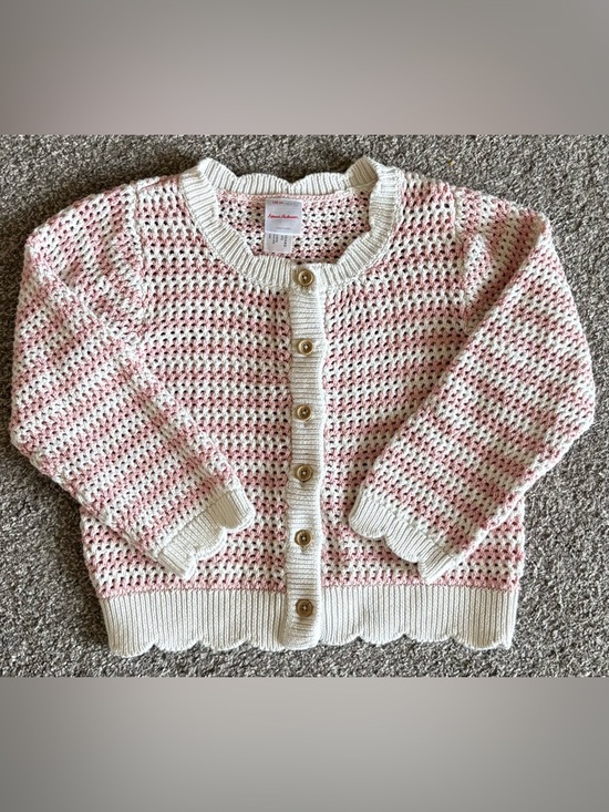 Hanna Andersson Other - Hanna Andersson Pink and Cream Crocheted Button Cardigan